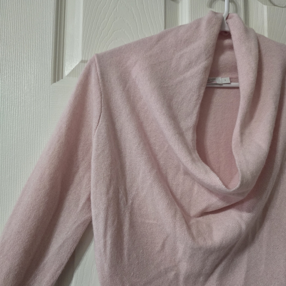 Raffi Cashmere Cowlneck Tunic Sweater in Light Pink, Lagenlook, Sz Small, EUC! - Picture 5 of 13